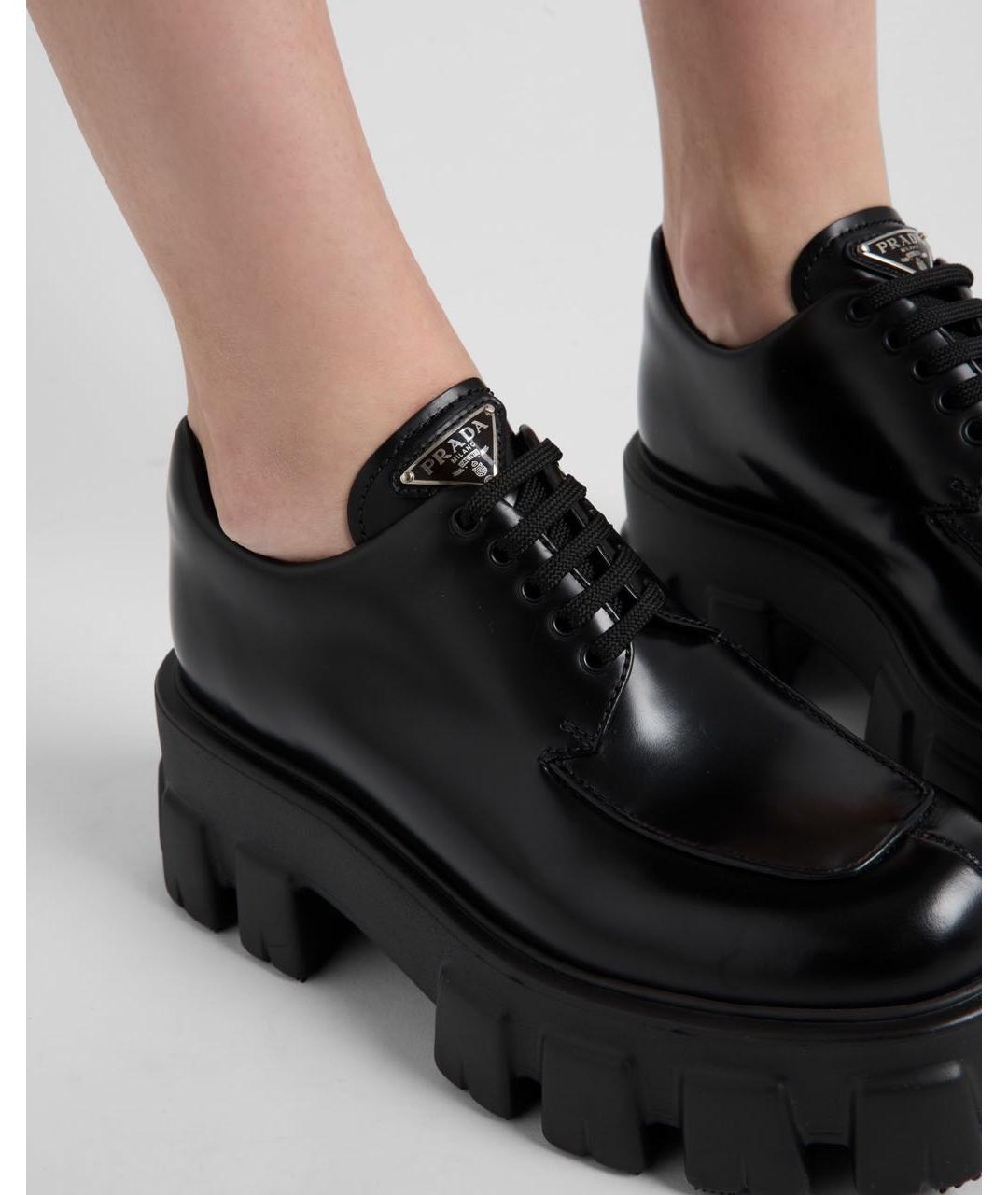 PRADA Черные кожаные брогги и оксфорды, фото 5