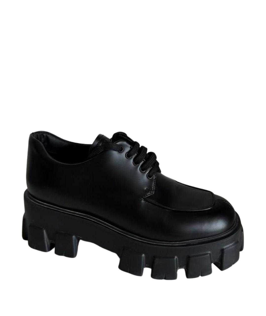PRADA Черные кожаные брогги и оксфорды, фото 1