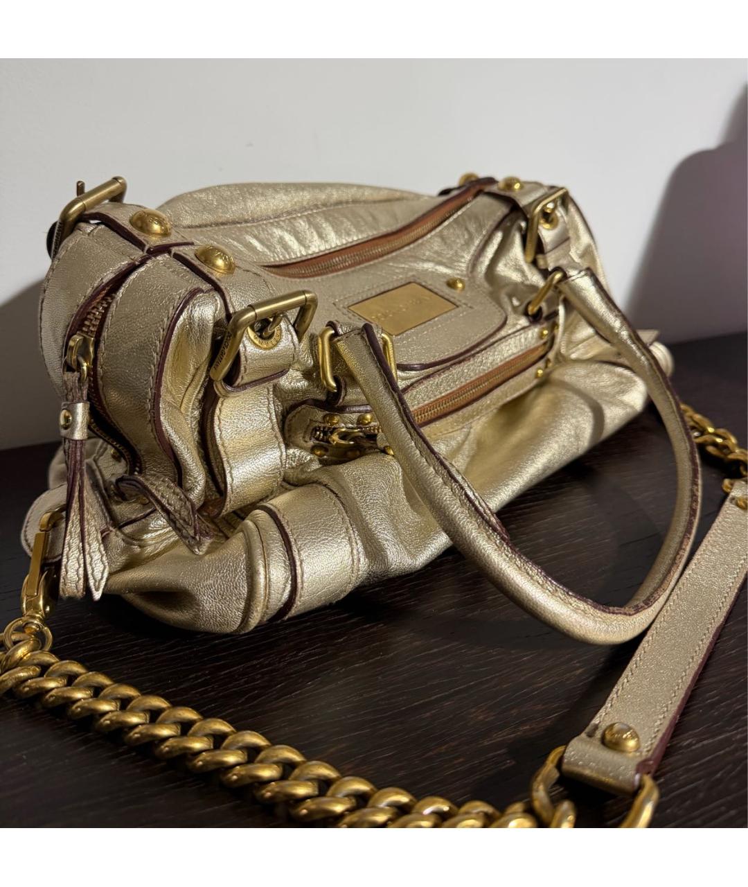 DOLCE&GABBANA Золотая кожаная сумка через плечо, фото 2