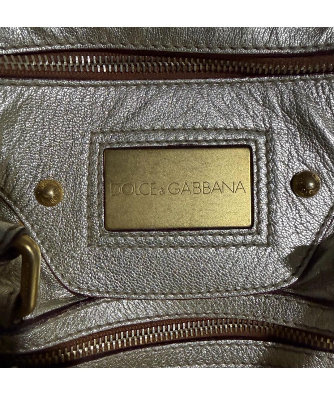 DOLCE&GABBANA Золотая кожаная сумка через плечо, фото 5