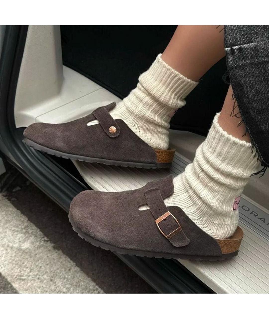 BIRKENSTOCK Коричневые замшевые сабо, фото 5