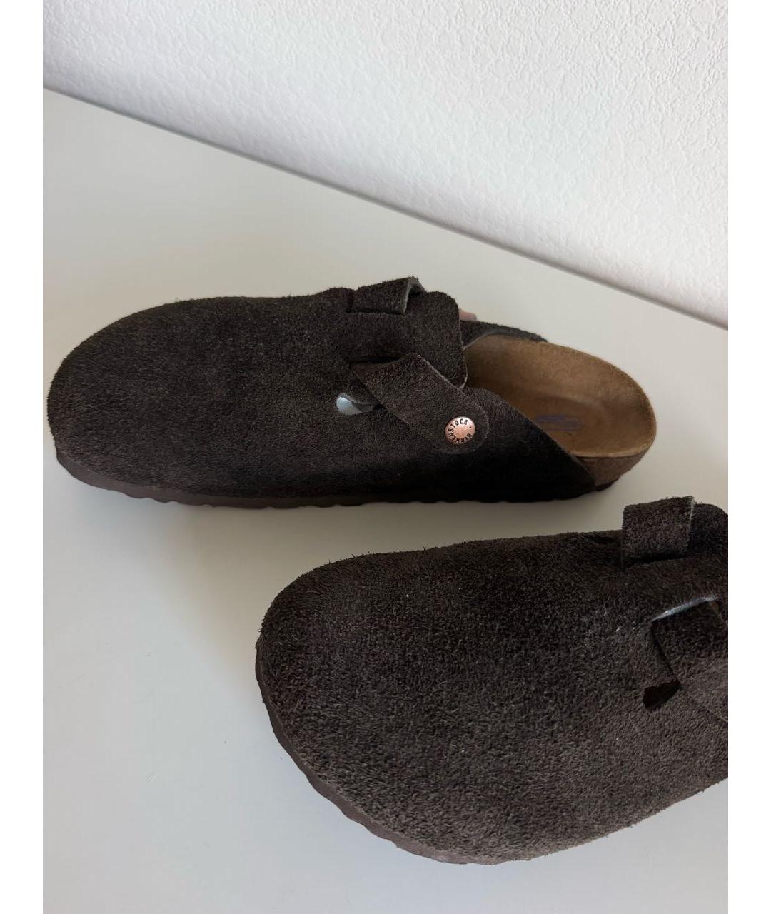 BIRKENSTOCK Коричневые замшевые сабо, фото 6