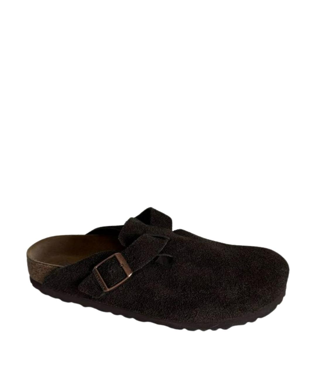 BIRKENSTOCK Коричневые замшевые сабо, фото 1