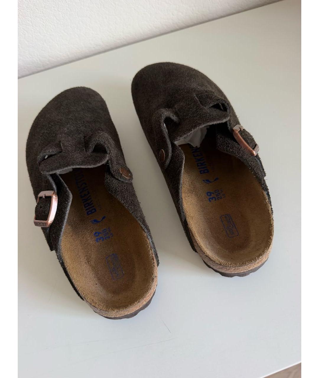 BIRKENSTOCK Коричневые замшевые сабо, фото 4