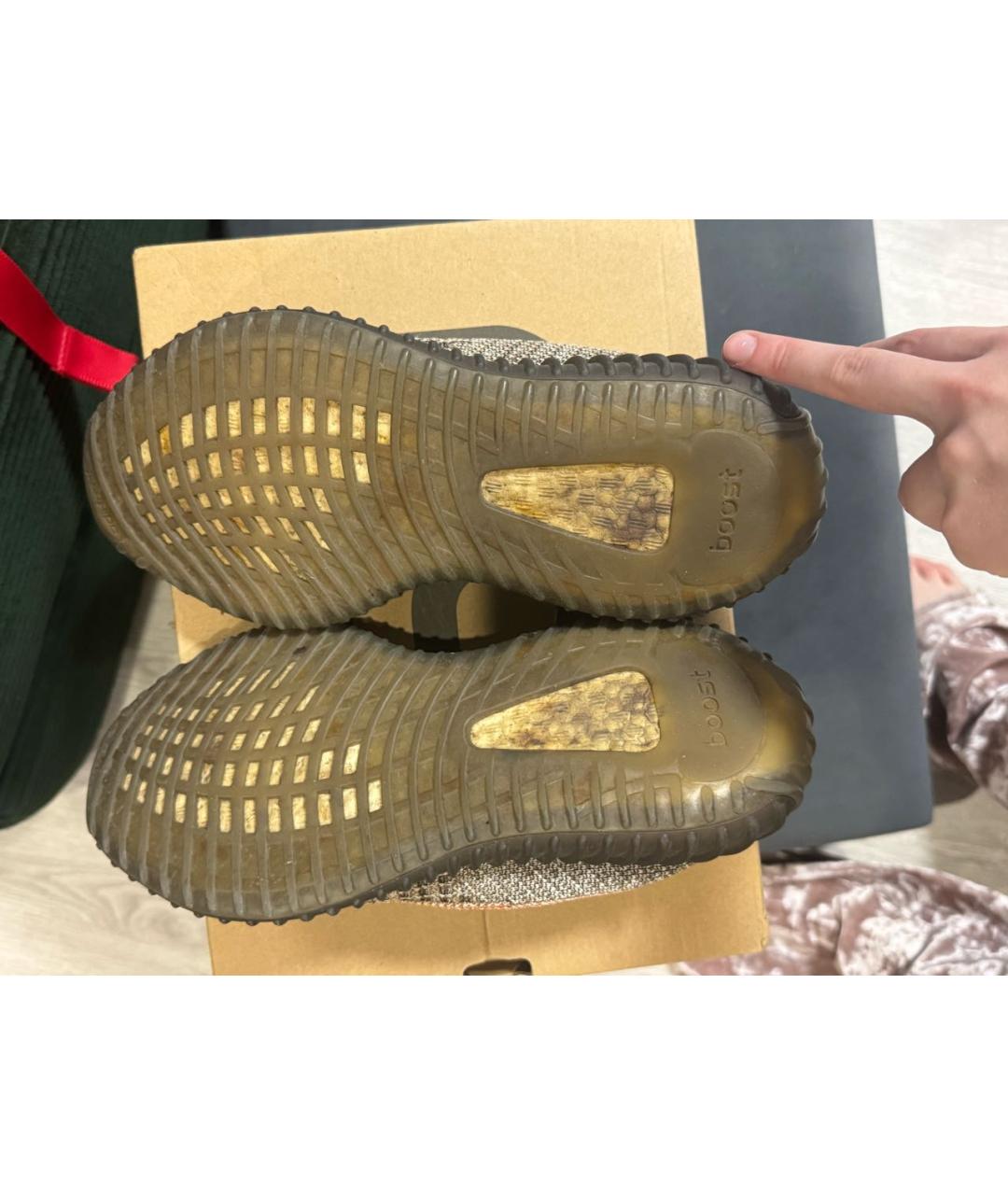 ADIDAS YEEZY Коричневые текстильные кроссовки, фото 4