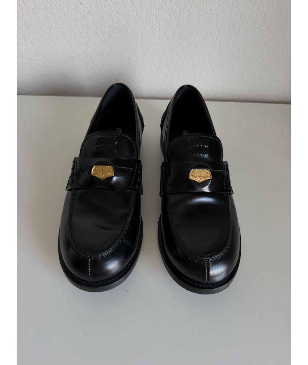 MIU MIU Черные кожаные лоферы, фото 2