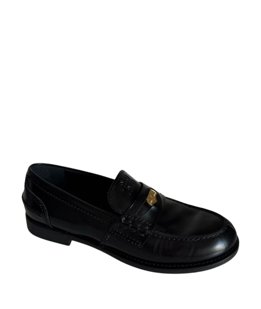 MIU MIU Черные кожаные лоферы, фото 1