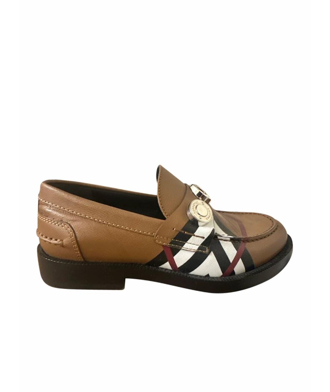 BURBERRY Бежевые кожаные лоферы, фото 1