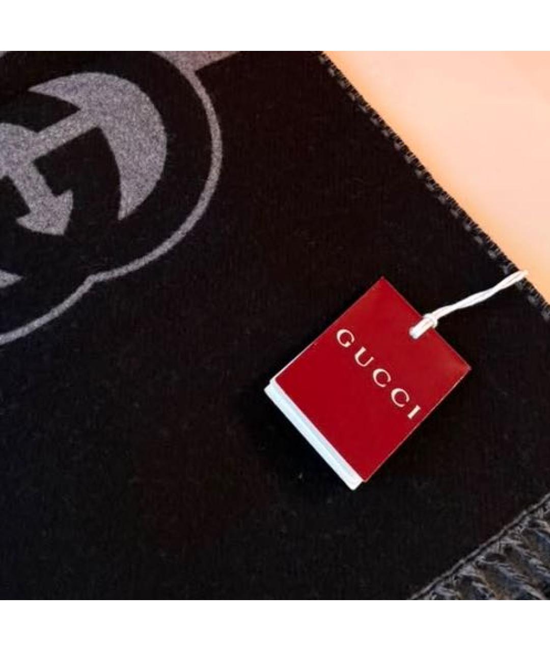 GUCCI Серый шерстяной шарф, фото 3