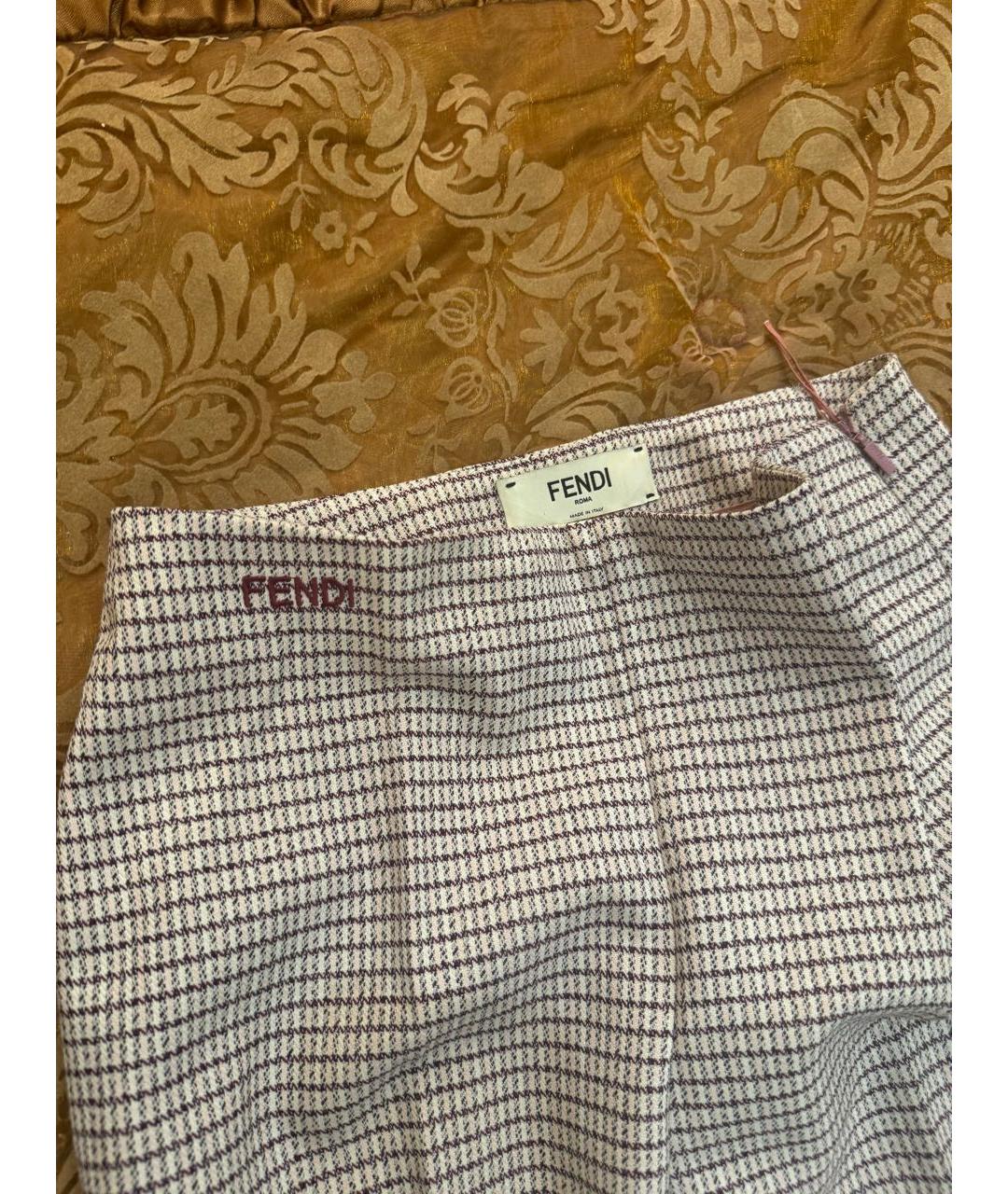 FENDI Бежевые шерстяные прямые брюки, фото 4
