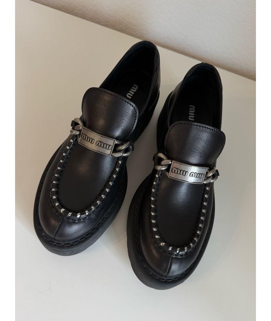 MIU MIU Черные кожаные лоферы, фото 3