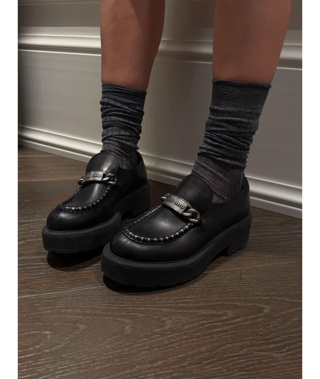 MIU MIU Черные кожаные лоферы, фото 5