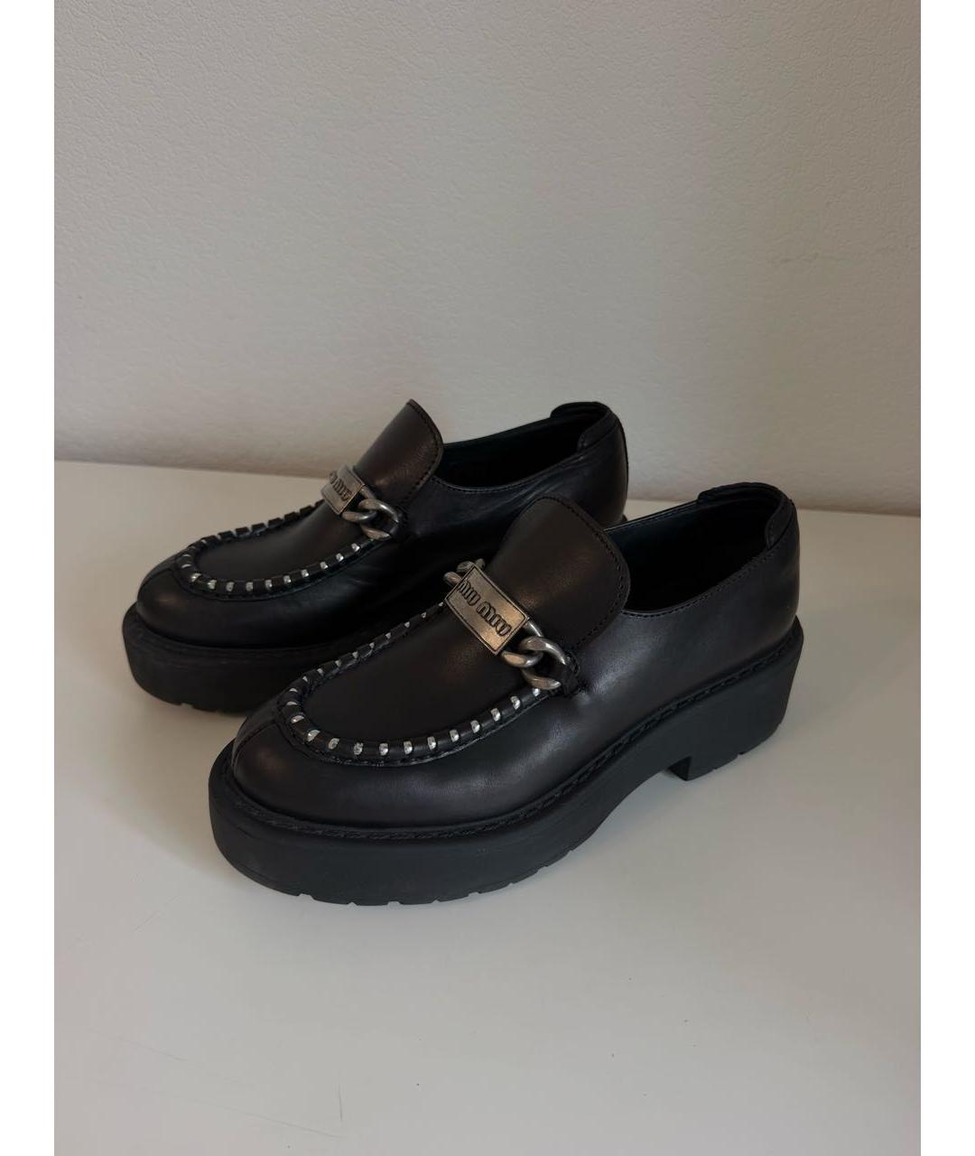 MIU MIU Черные кожаные лоферы, фото 6