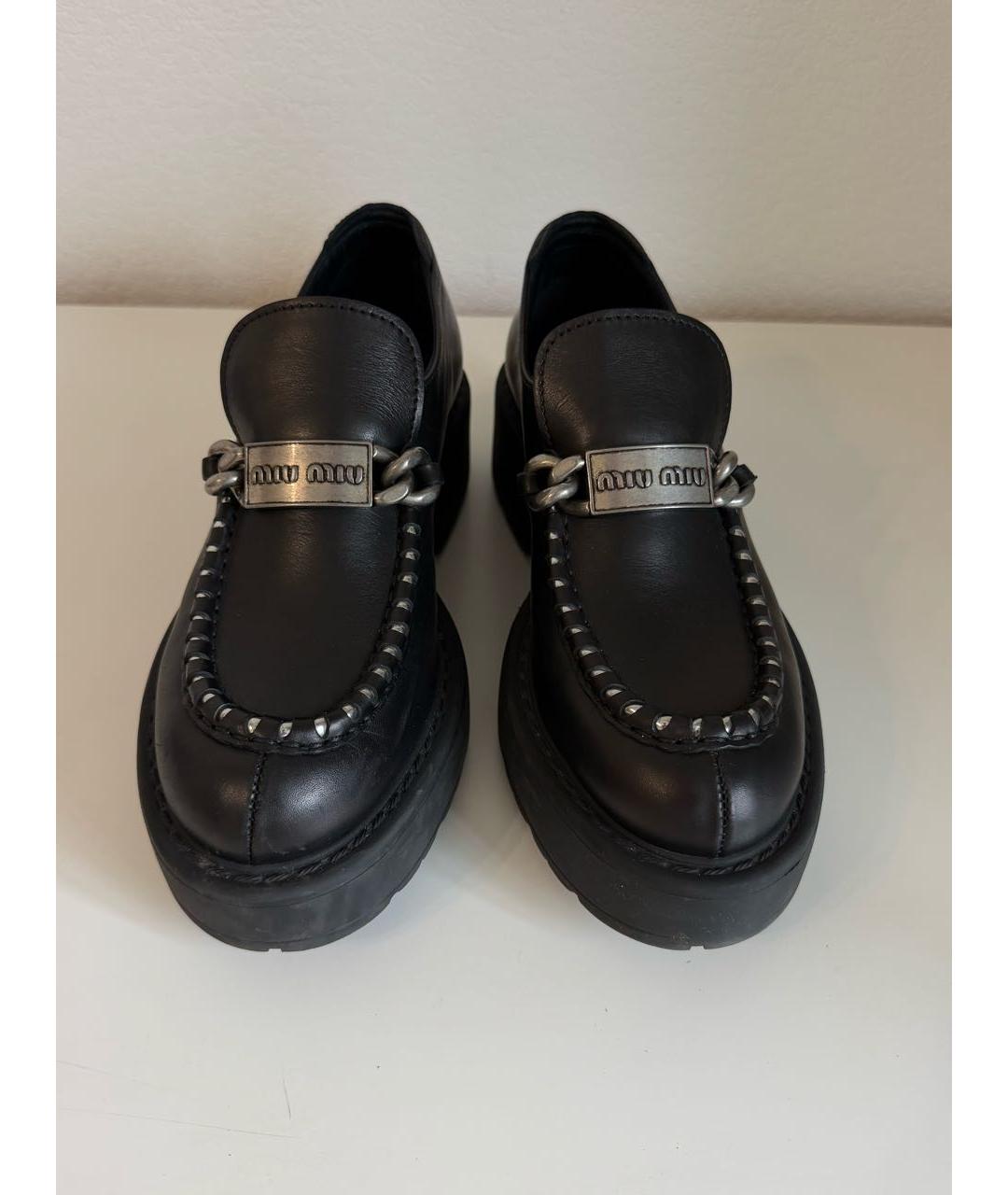 MIU MIU Черные кожаные лоферы, фото 2
