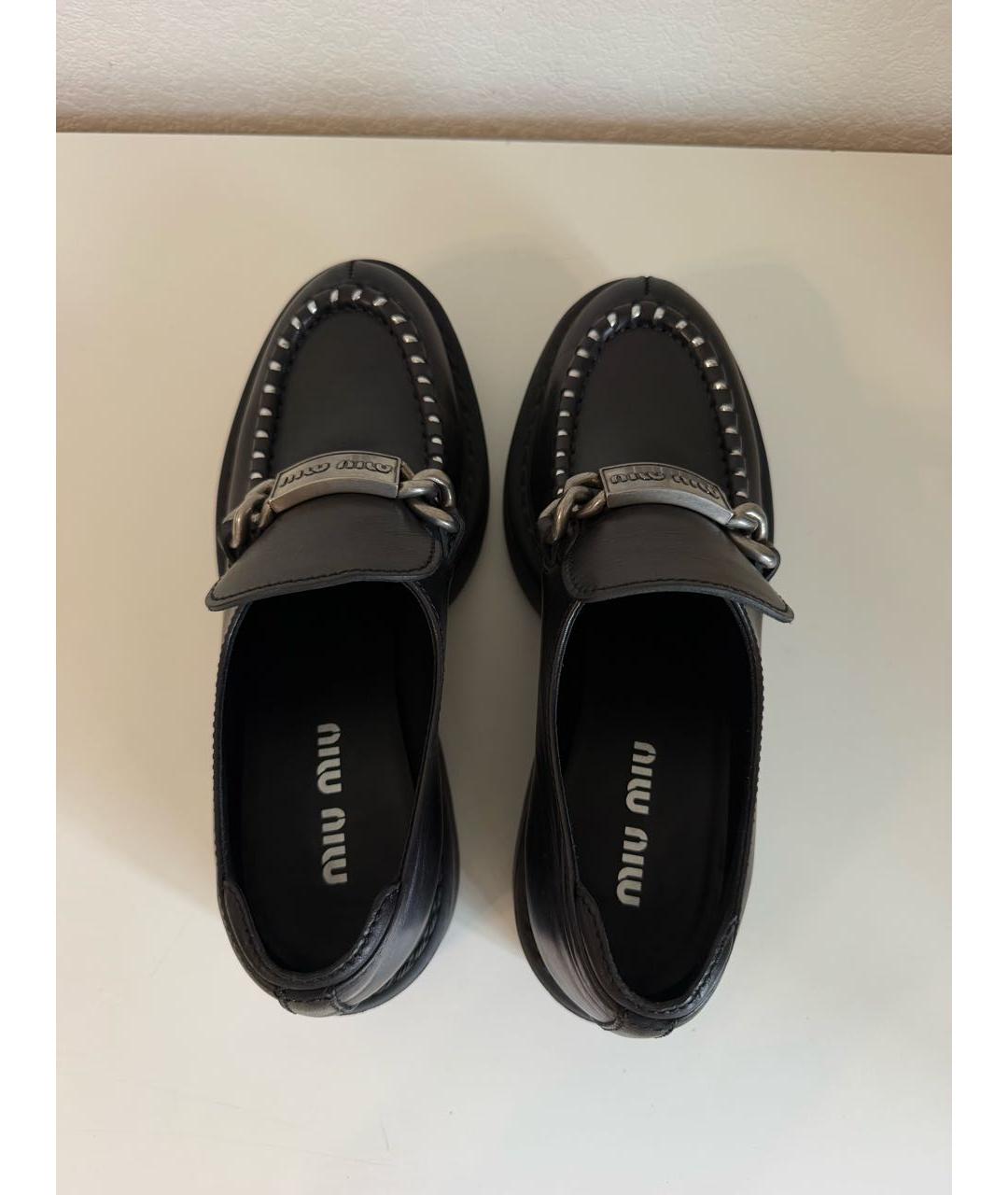 MIU MIU Черные кожаные лоферы, фото 7