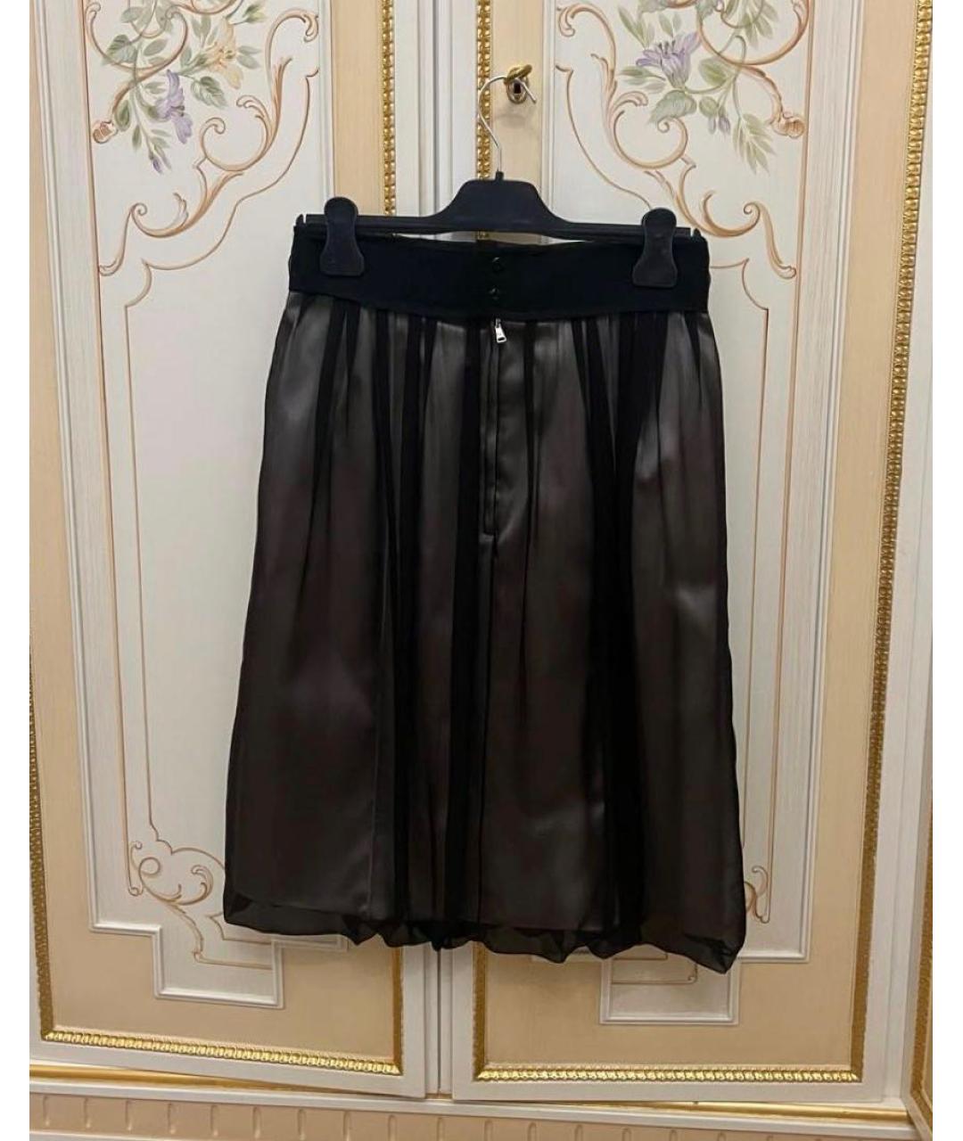 DOLCE&GABBANA Черная шелковая юбка миди, фото 2