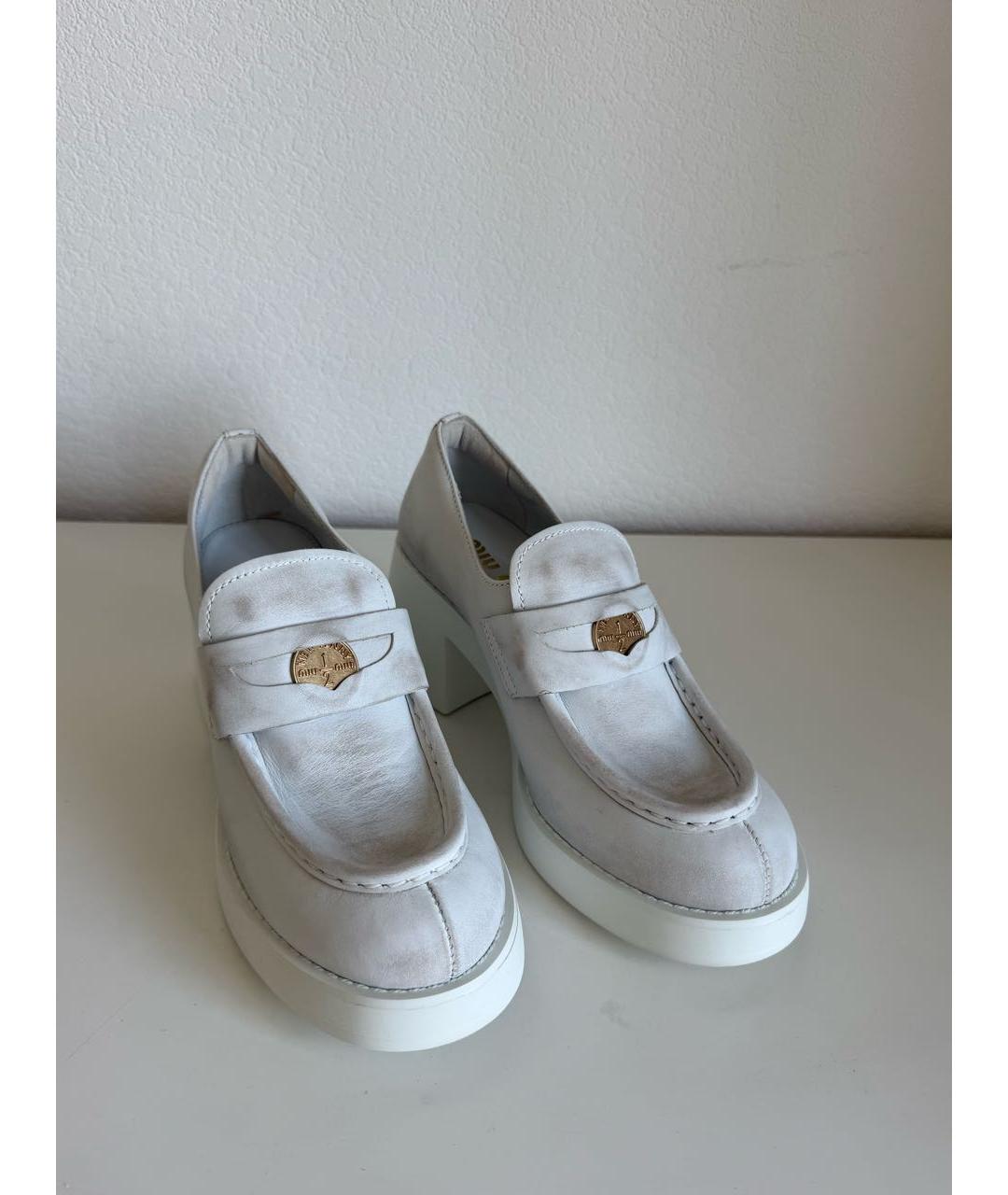 MIU MIU Белые кожаные лоферы, фото 2