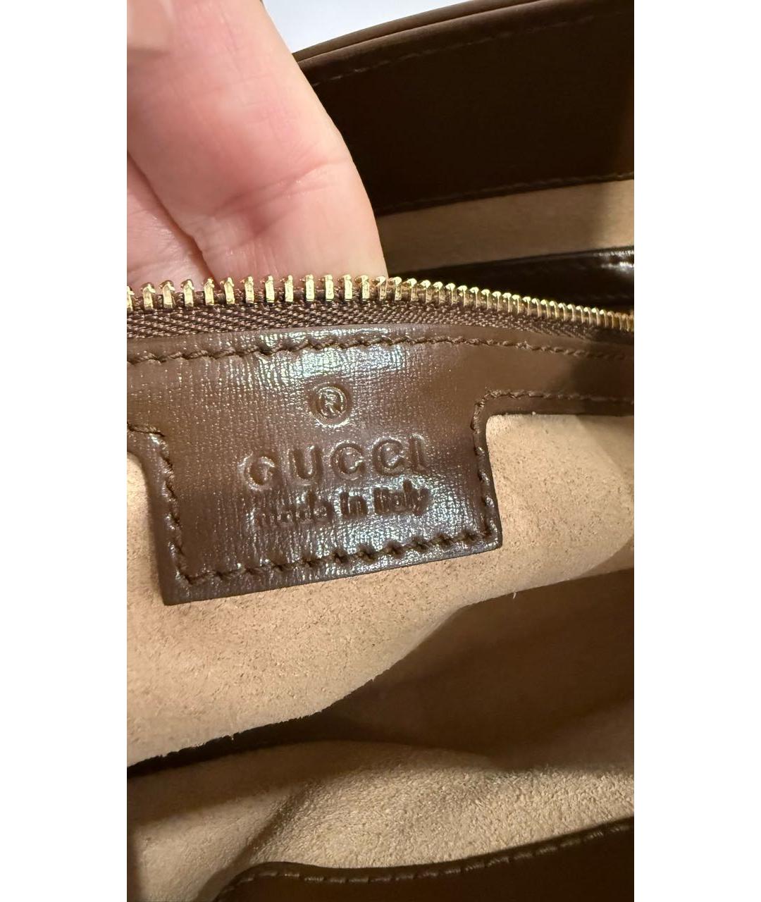 GUCCI Коричневая кожаная сумка с короткими ручками, фото 7