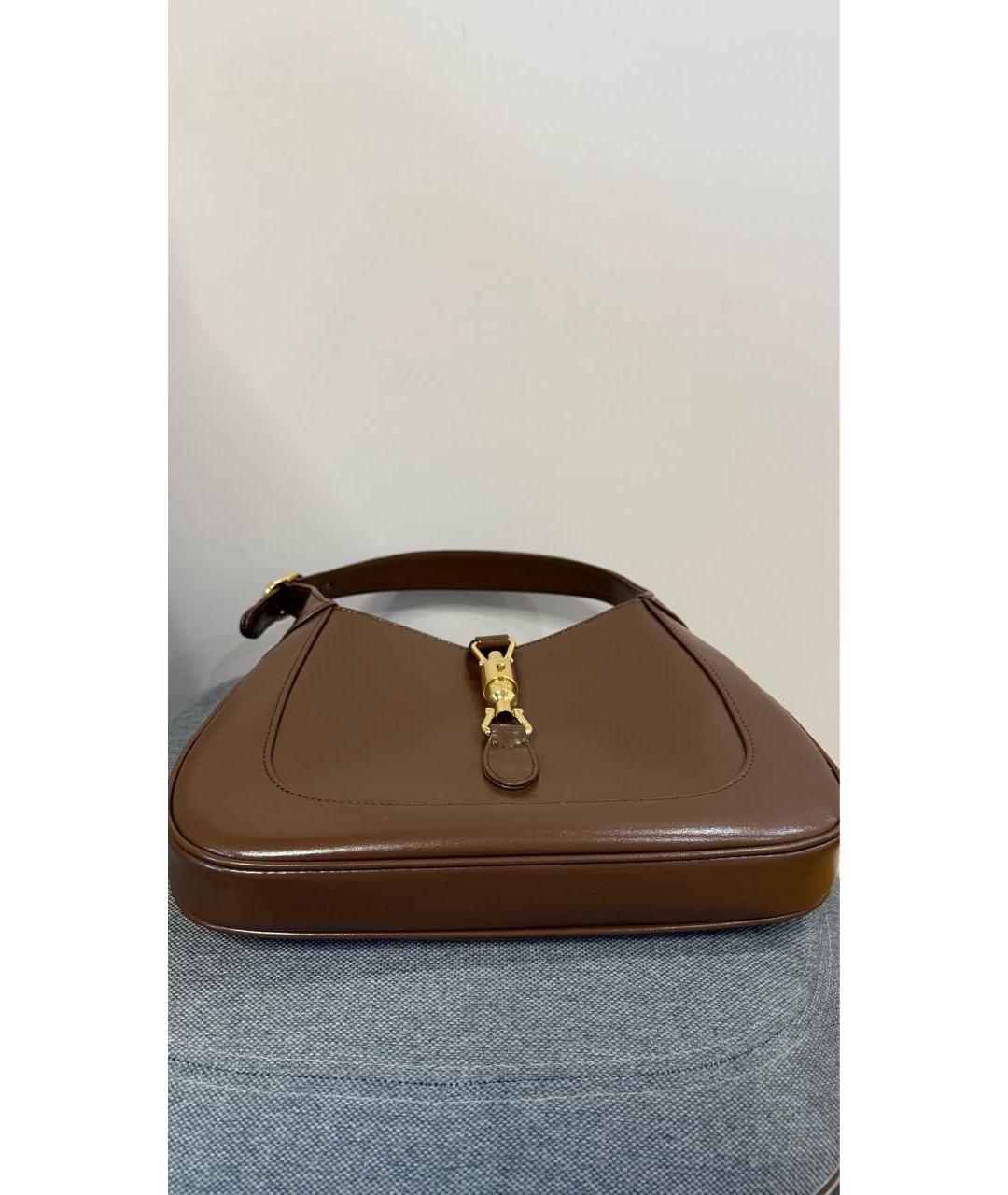GUCCI Коричневая кожаная сумка с короткими ручками, фото 4
