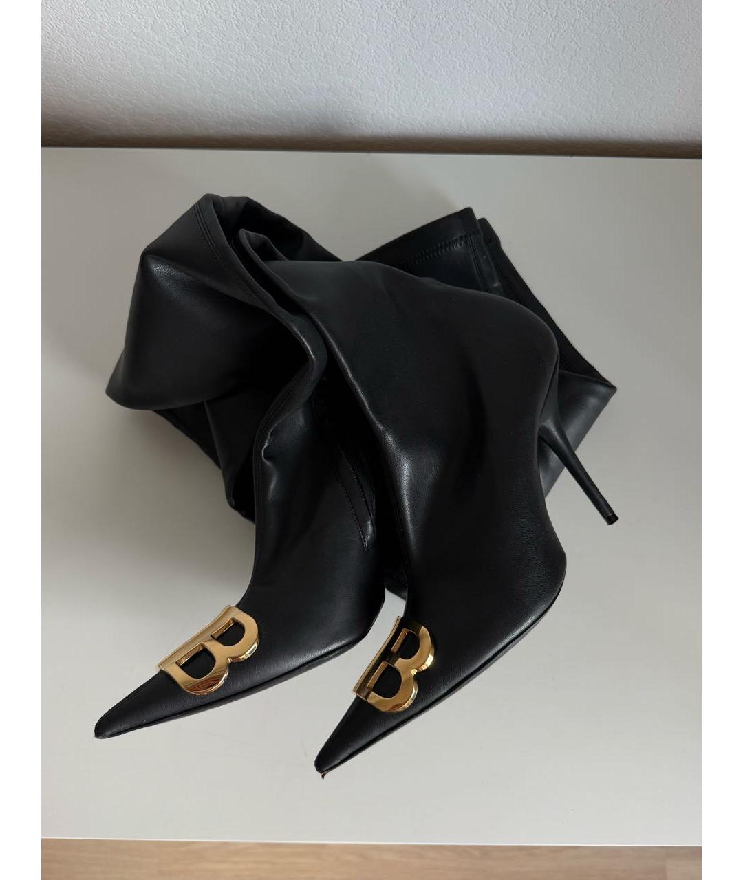 BALENCIAGA Черные кожаные ботфорты, фото 3