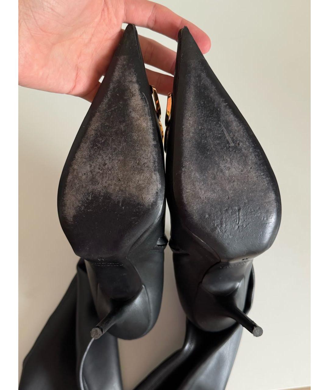 BALENCIAGA Черные кожаные ботфорты, фото 8