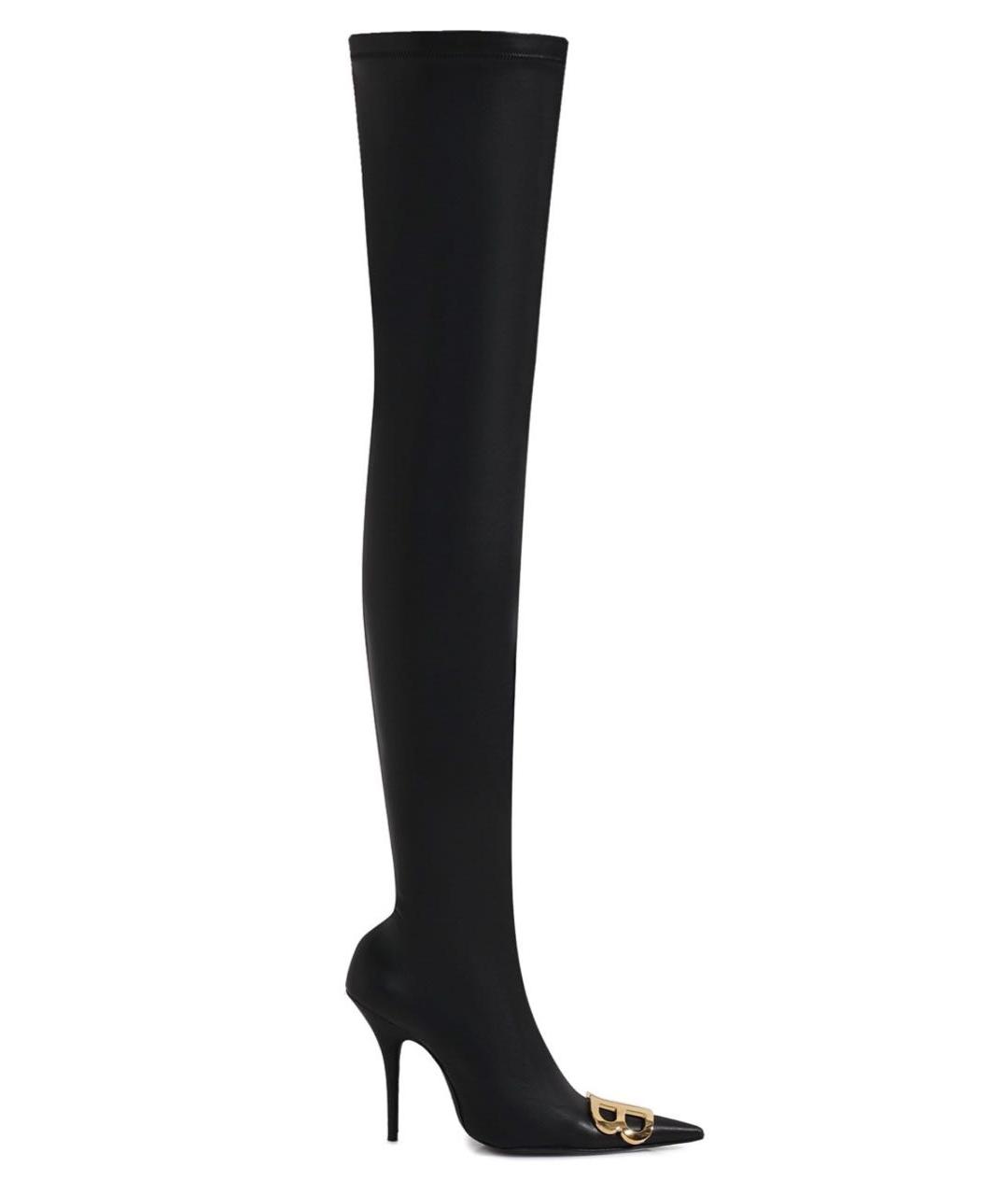 BALENCIAGA Черные кожаные ботфорты, фото 9