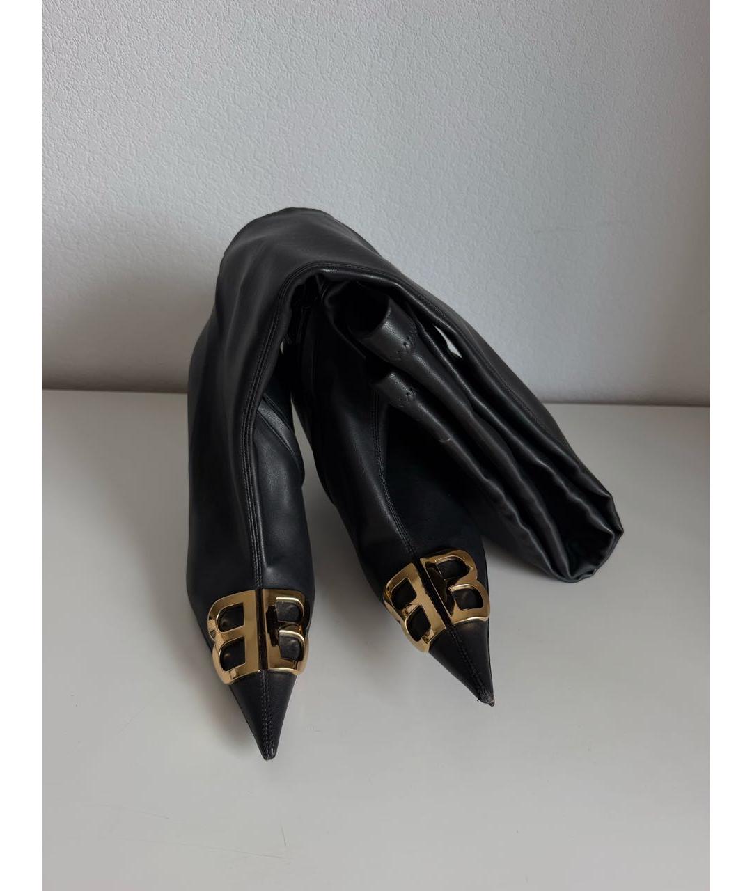 BALENCIAGA Черные кожаные ботфорты, фото 2