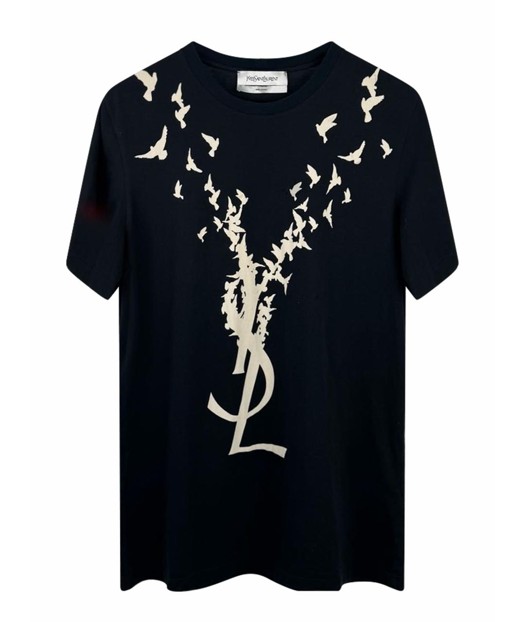 SAINT LAURENT Черная хлопковая футболка, фото 1