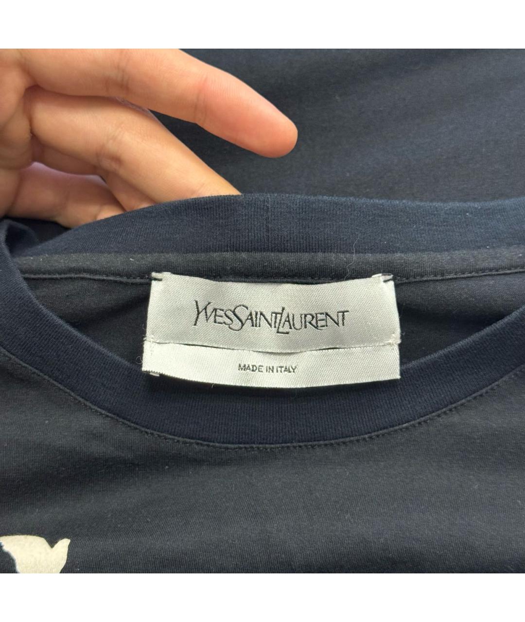 SAINT LAURENT Черная хлопковая футболка, фото 3