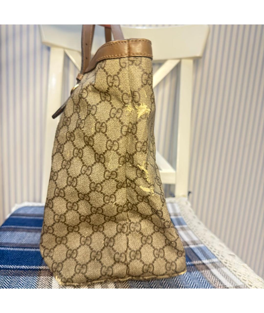 GUCCI Бежевая сумка тоут из канвы, фото 2