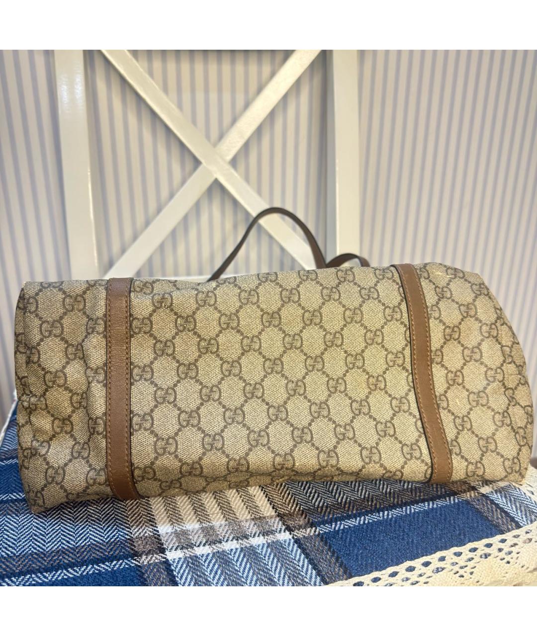 GUCCI Бежевая сумка тоут из канвы, фото 5