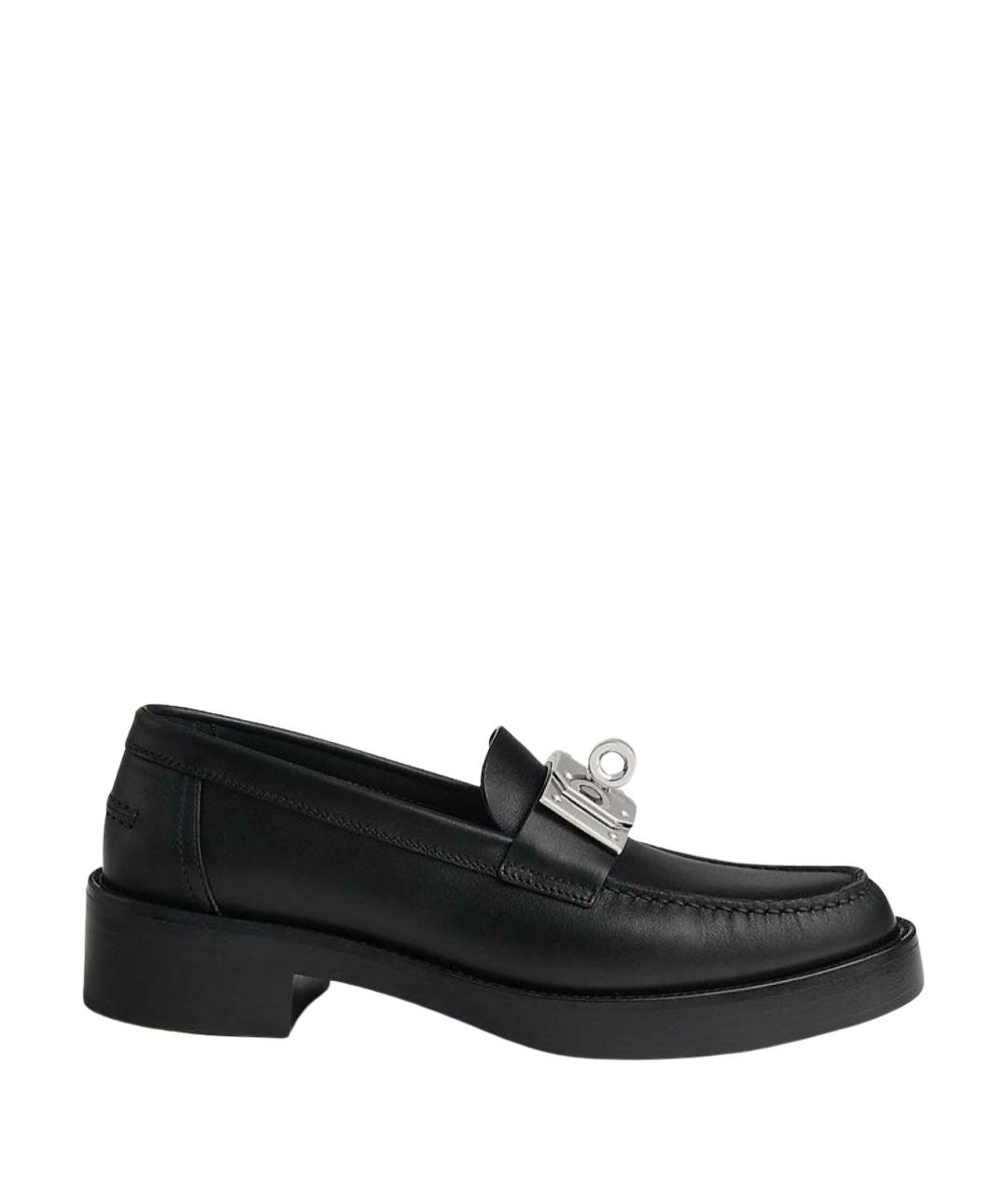 HERMES Черные кожаные лоферы, фото 10