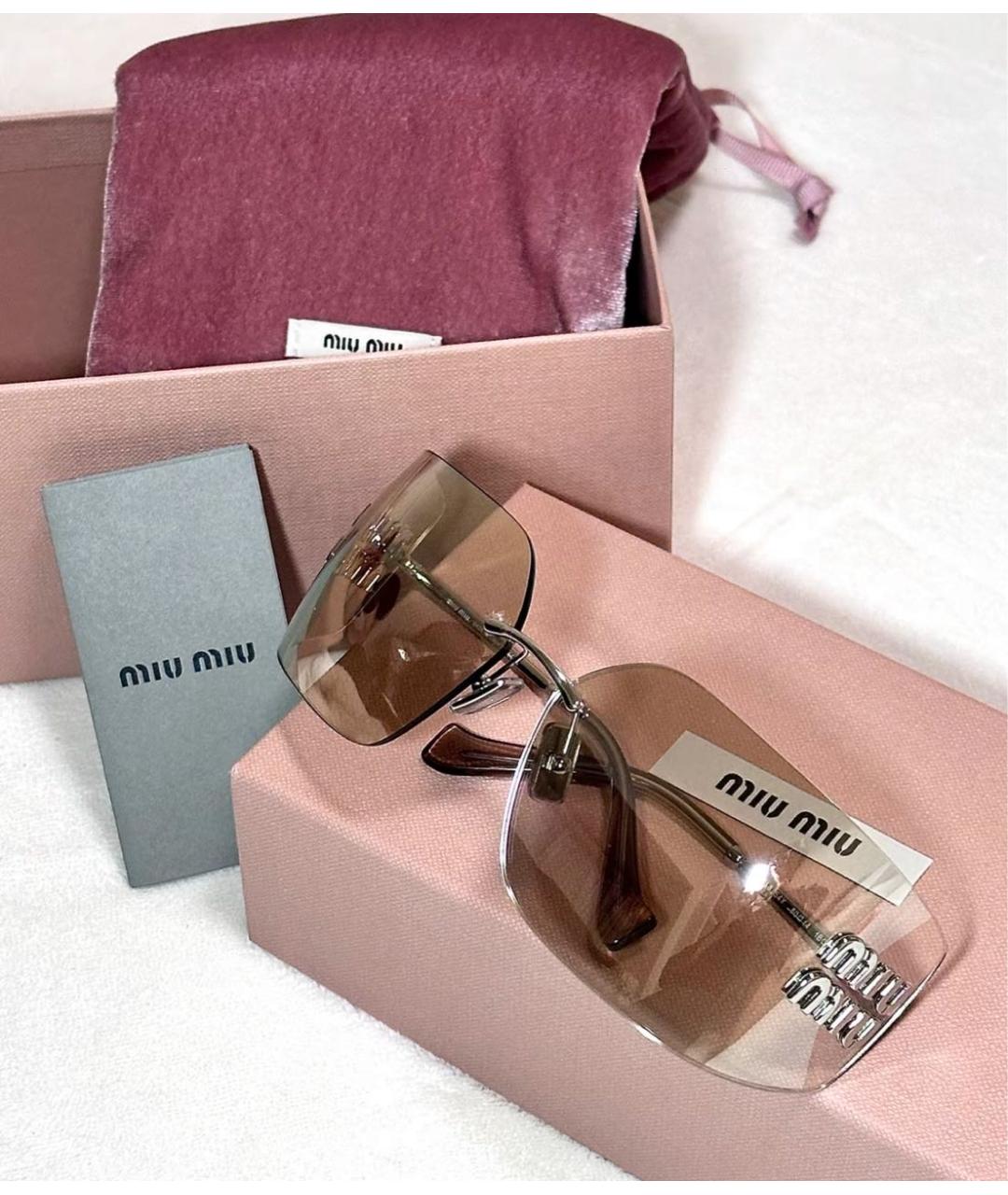 MIU MIU Золотые солнцезащитные очки, фото 3