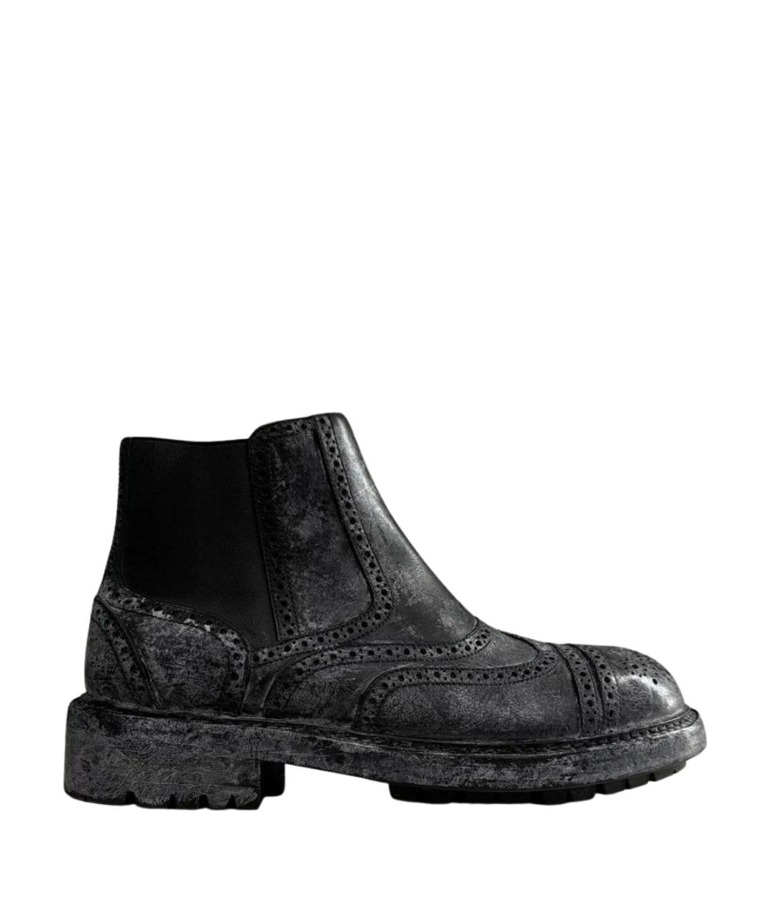 DOLCE&GABBANA Черные кожаные высокие ботинки, фото 1