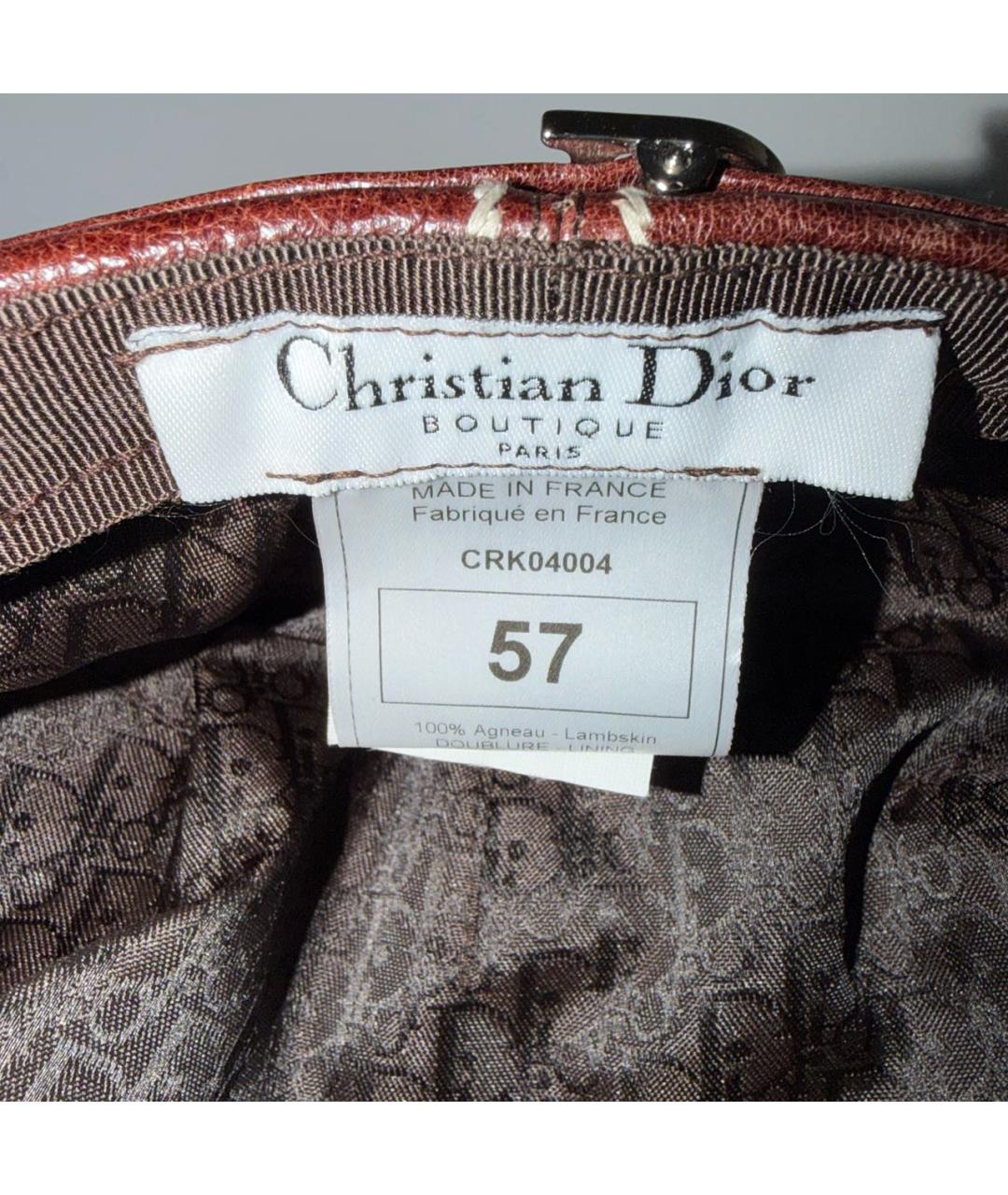 CHRISTIAN DIOR Коричневая кожаная кепка, фото 5