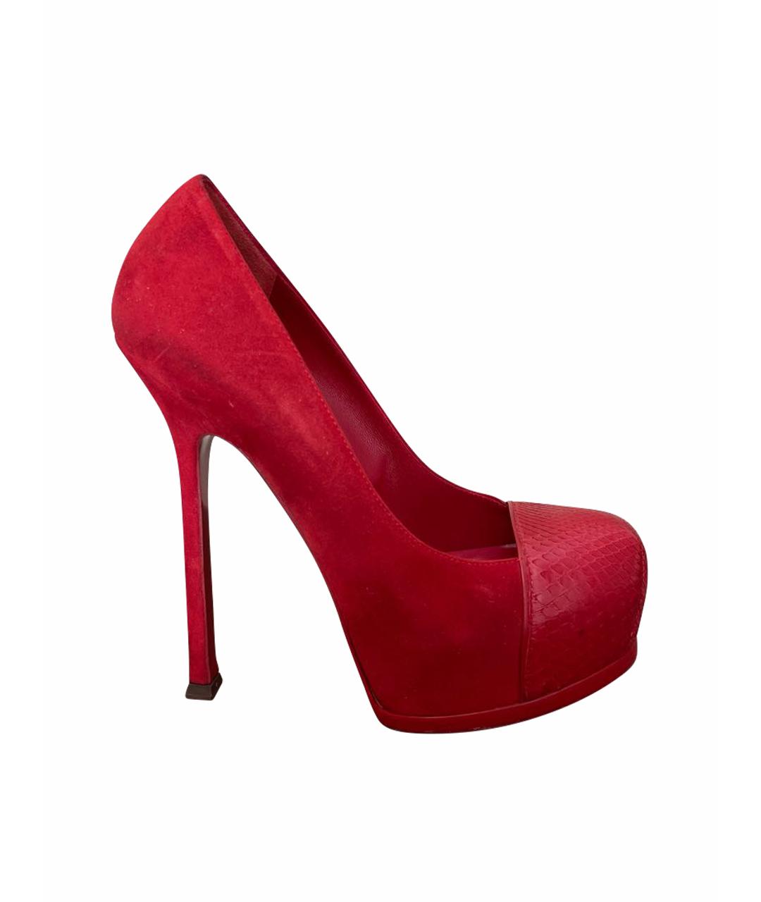 SAINT LAURENT Красные замшевые туфли, фото 1