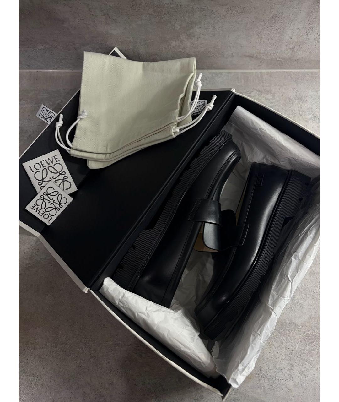 LOEWE Черные кожаные лоферы, фото 8