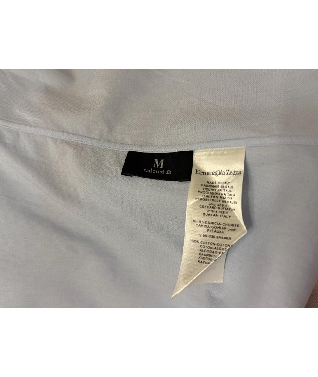 ZEGNA Голубая хлопковая классическая рубашка, фото 4