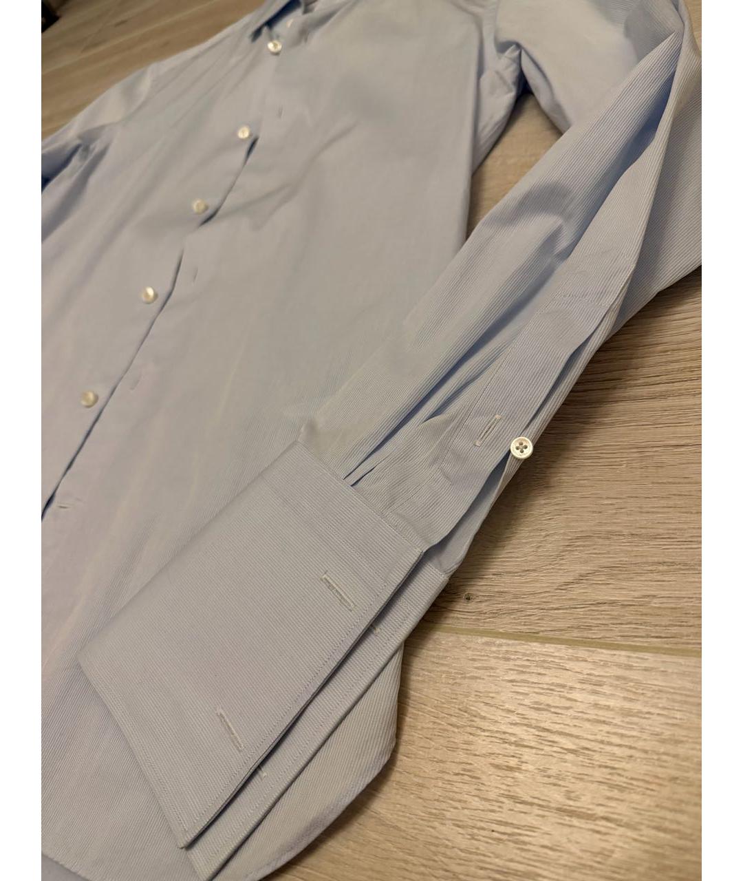 ZEGNA Голубая хлопковая классическая рубашка, фото 2