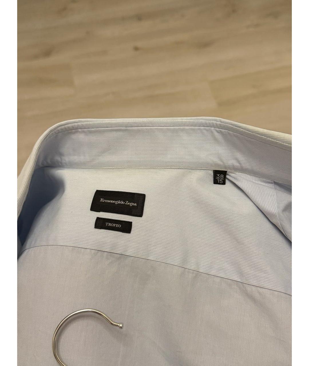 ZEGNA Голубая хлопковая классическая рубашка, фото 3