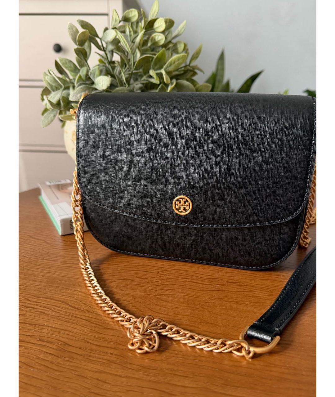TORY BURCH Черная кожаная сумка через плечо, фото 3