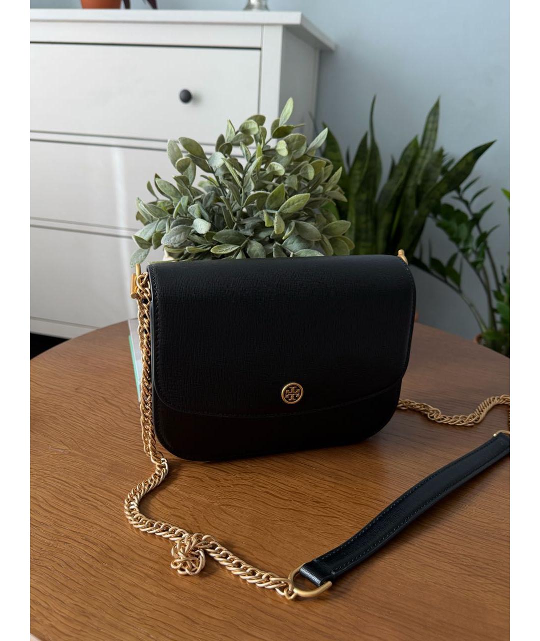 TORY BURCH Черная кожаная сумка через плечо, фото 2