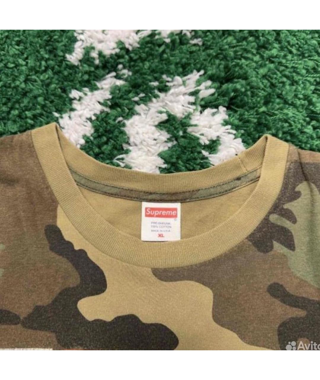 SUPREME Зеленая хлопковая футболка, фото 3