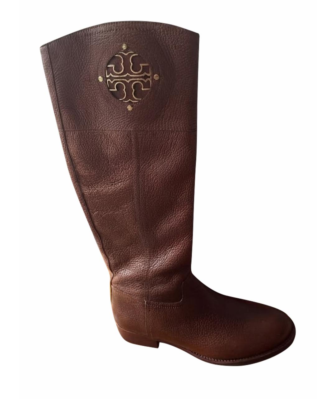 TORY BURCH Коричневые кожаные сапоги, фото 1