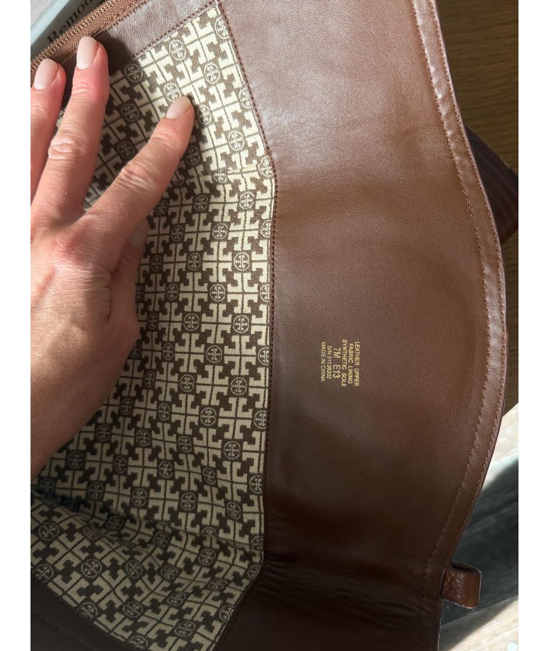 TORY BURCH Коричневые кожаные сапоги, фото 7