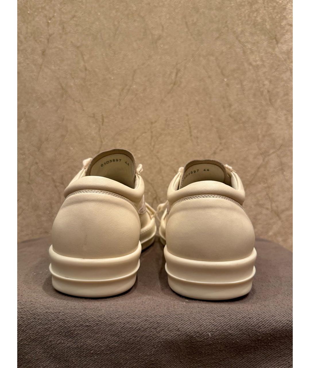 RICK OWENS Белые кожаные низкие кроссовки / кеды, фото 4