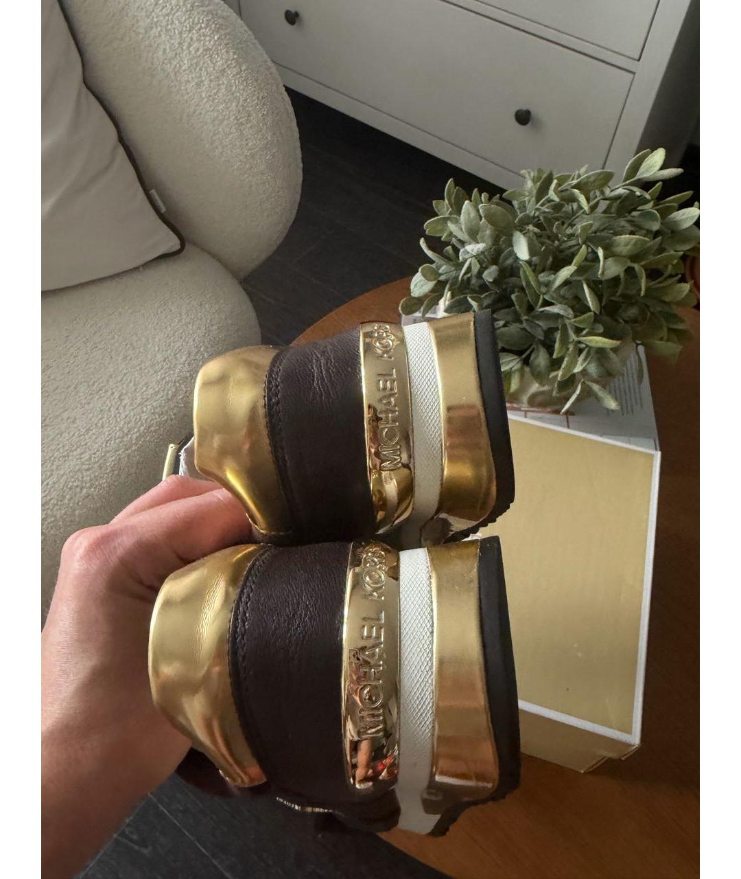 MICHAEL KORS Коричневые кожаные кроссовки, фото 4