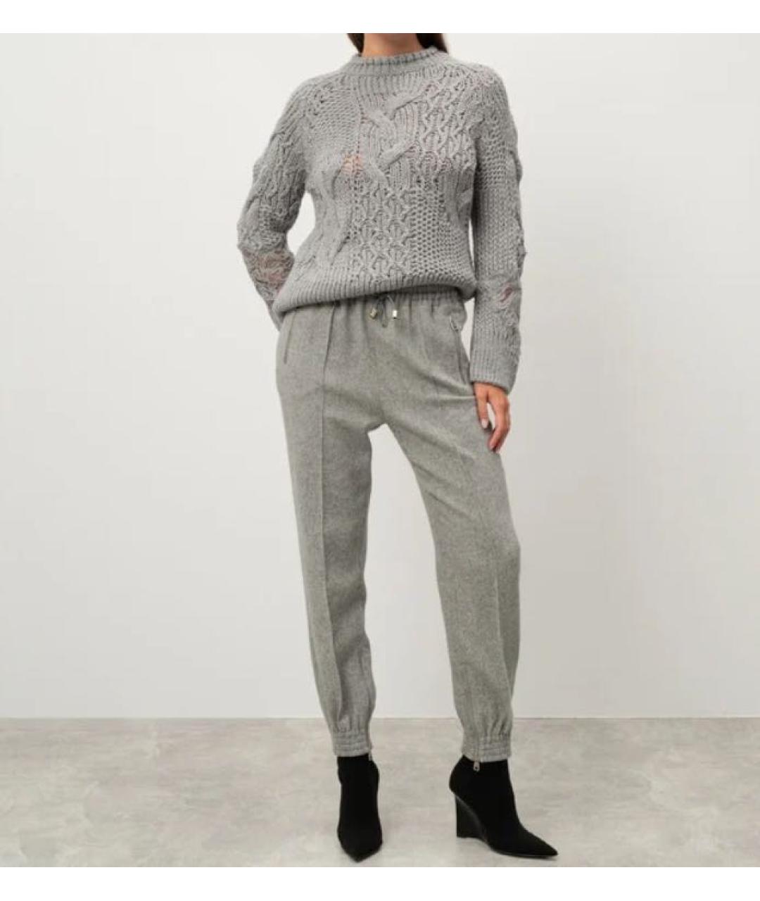 ERMANNO SCERVINO Серые шерстяные прямые брюки, фото 4