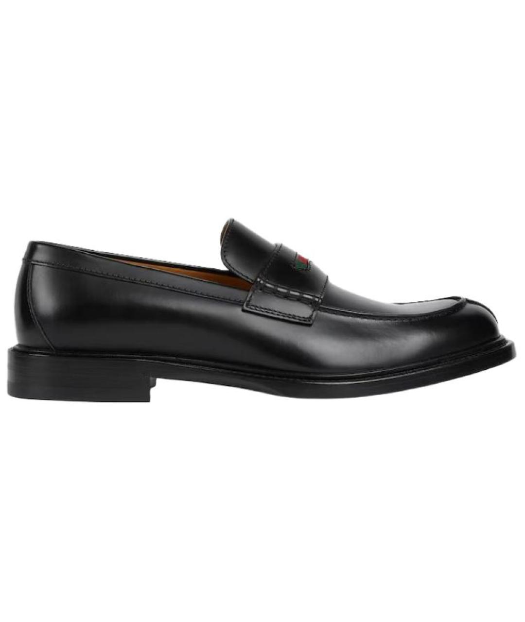 GUCCI Черные кожаные лоферы, фото 1