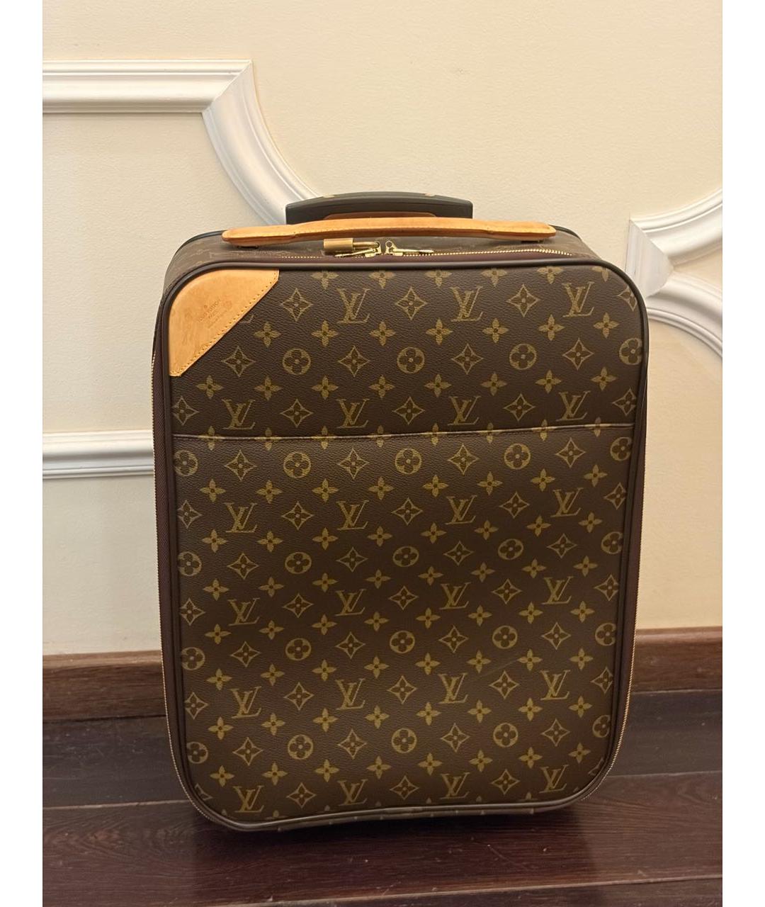 LOUIS VUITTON Коричневый чемодан из канвы, фото 6